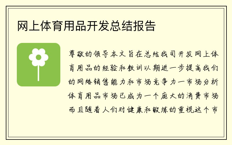 网上体育用品开发总结报告