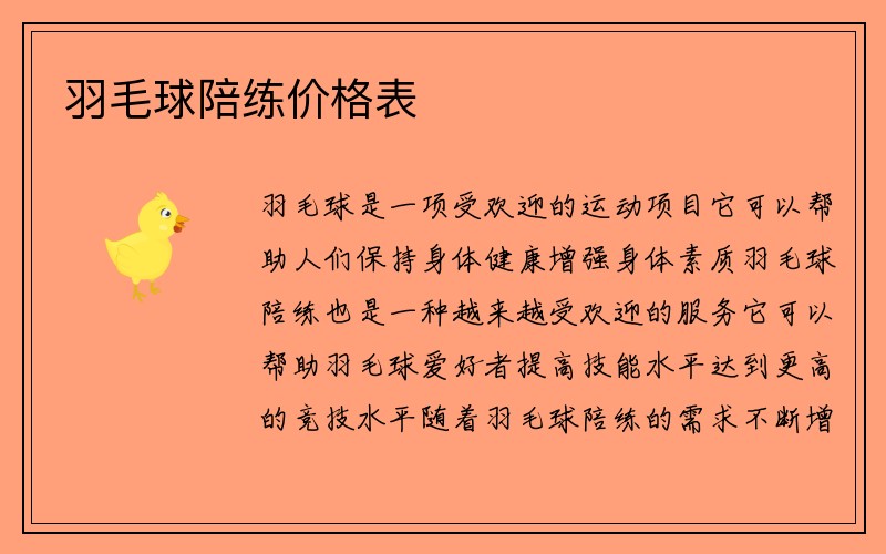 羽毛球陪练价格表